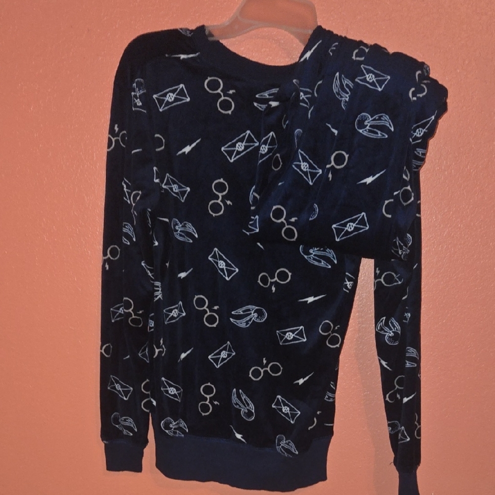 Navy Harry Potter Pajama Set with White Symbols